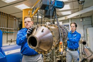 Catalysts testing at the BASF laboratory in Hanover, Germany.