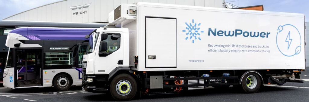 Wrightbus is now able to transform an 18-tonne twin-axle DAF diesel truck into an electric vehicle at its new "NewPower" division.