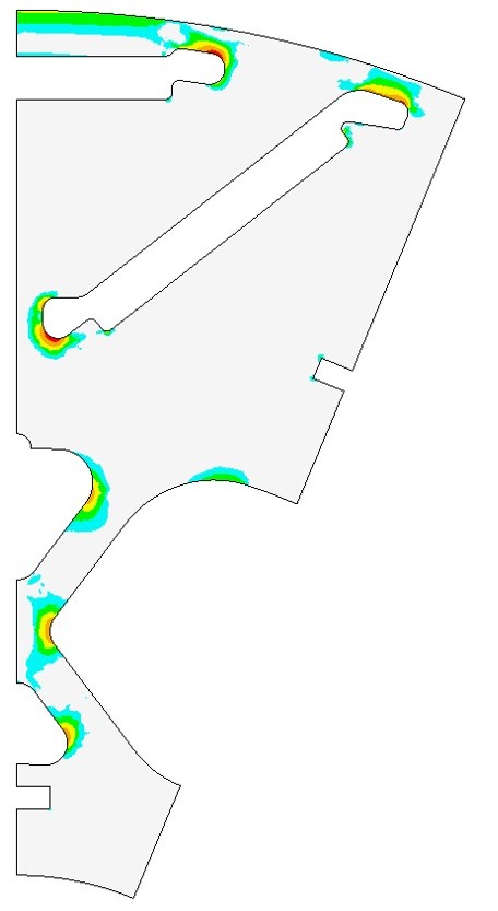 A finite element analysis (FEA) simulation showing stress concentrations.