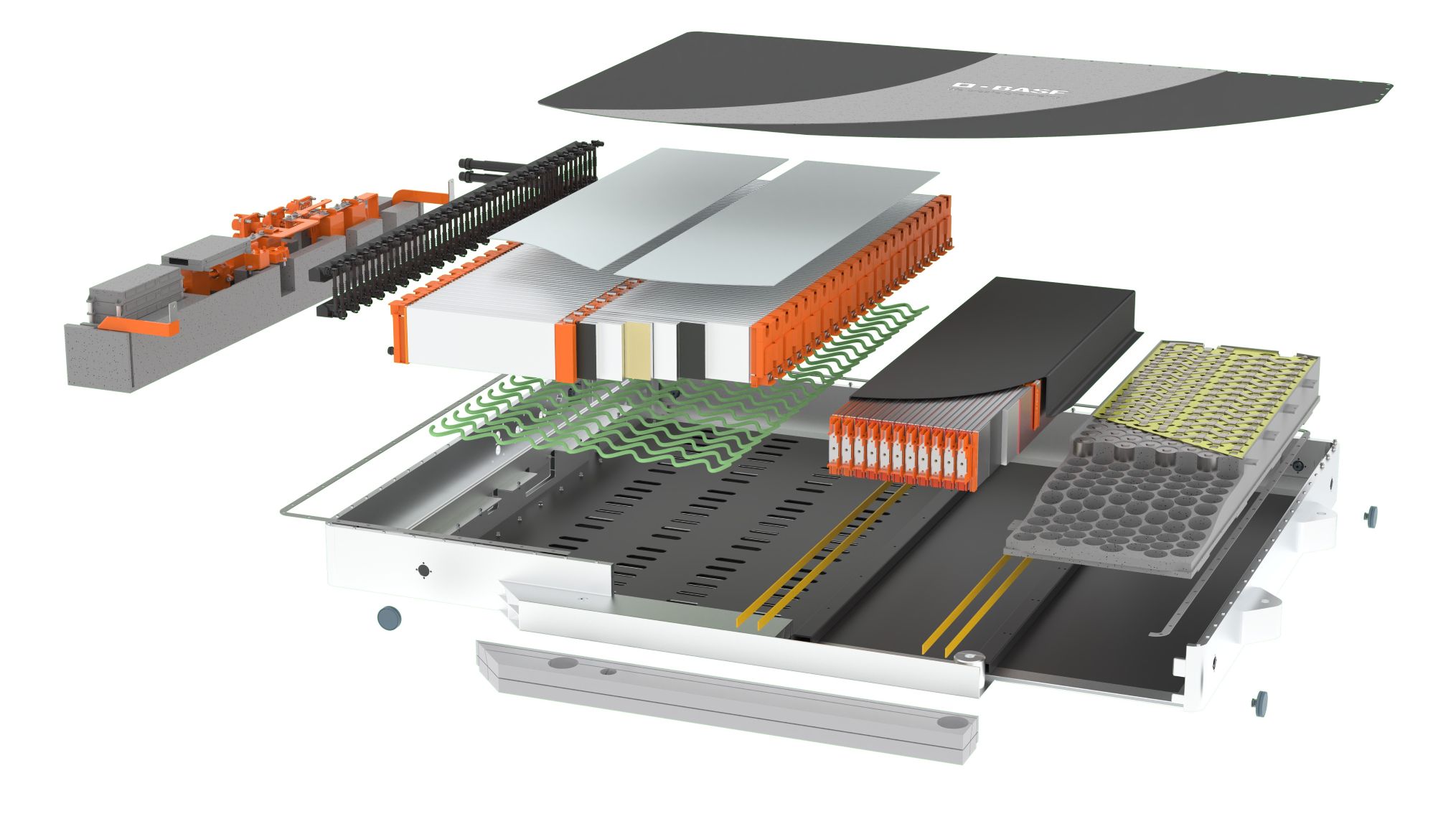A concept solid state battery pack jointly created by BASF, the Yangtze River Delta Physics Research Center, and WELION New Energy Technology Co., Ltd.